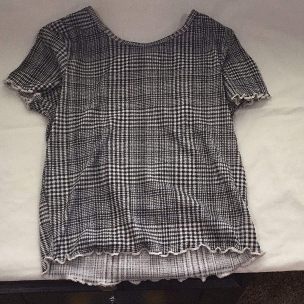 America Eagle ribbed tee with lettuce trim